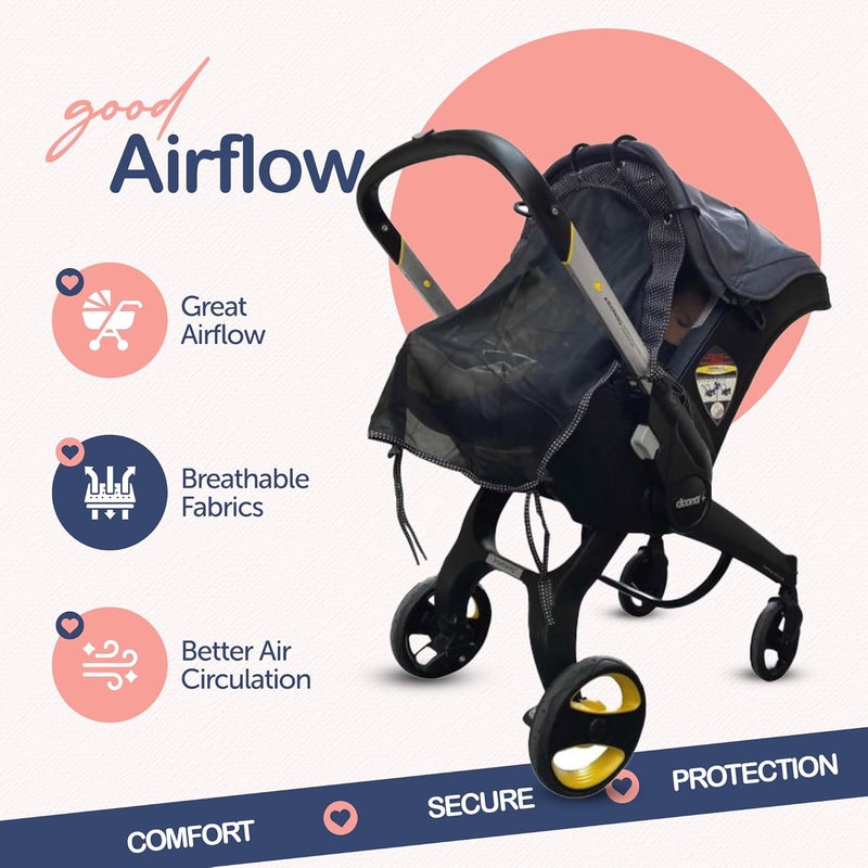 IntiMom Stroller Sun Shade - Universal UV Protection Cover for Strollers Sunshade with See Through, Clip-On Sun Blocker, Sun Shield for Baby, Breathable Adjustable Fit, Full Coverage, Medium - Image 3
